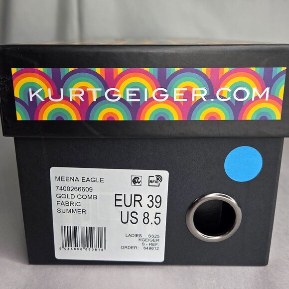 Kurt Geiger Women's Meena Eagle Gold Studded Slides Sandals - Picture 7 of 7